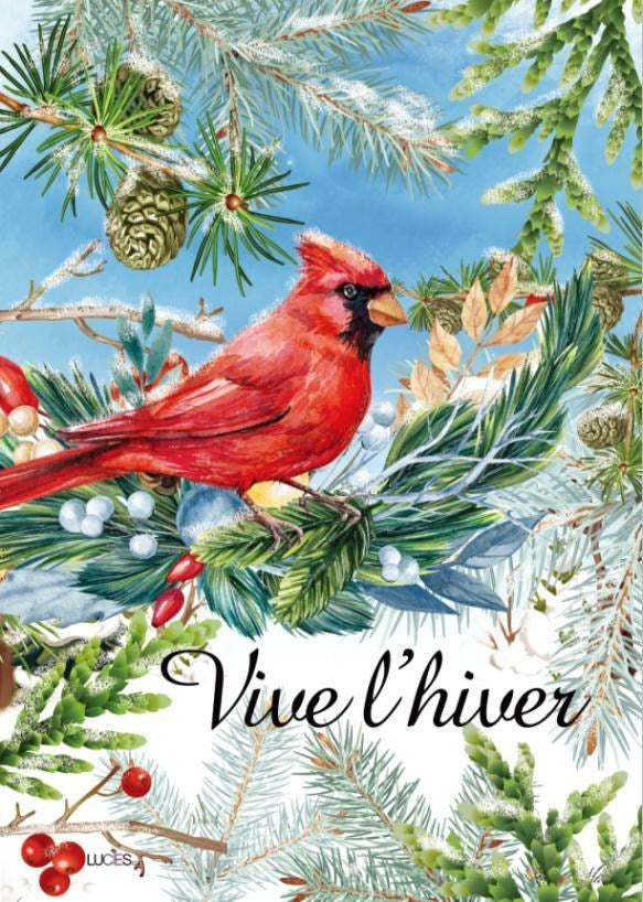 Drapeau décoratif "Cardinal en hiver"