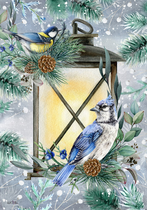 Drapeau décoratif "Lanterne et geai bleu"