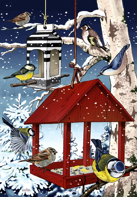 Drapeau décoratif "Mangeoire d'oiseaux"