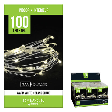 Jeu de 100 lumières au LED blanc chaud