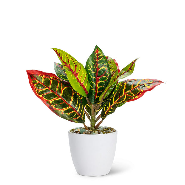 Plante artificielle à feuilles panachées rouge