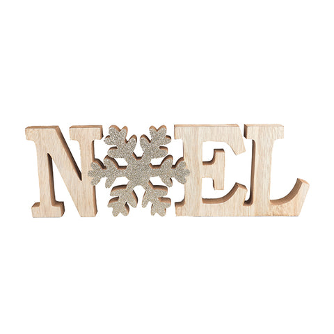 Plaque en bois avec le mot "Noël"