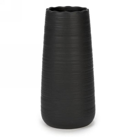 Vase strié noir