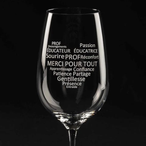 Verre à vin "Cœur pour professeurs / éducateurs"